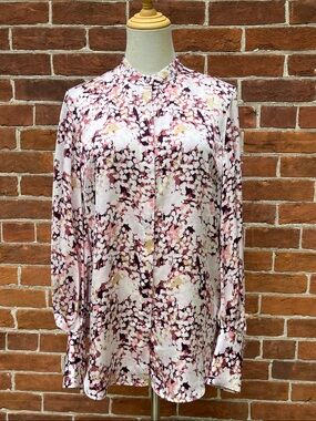 Equipment Femme Floral Pink and Brown Blouse